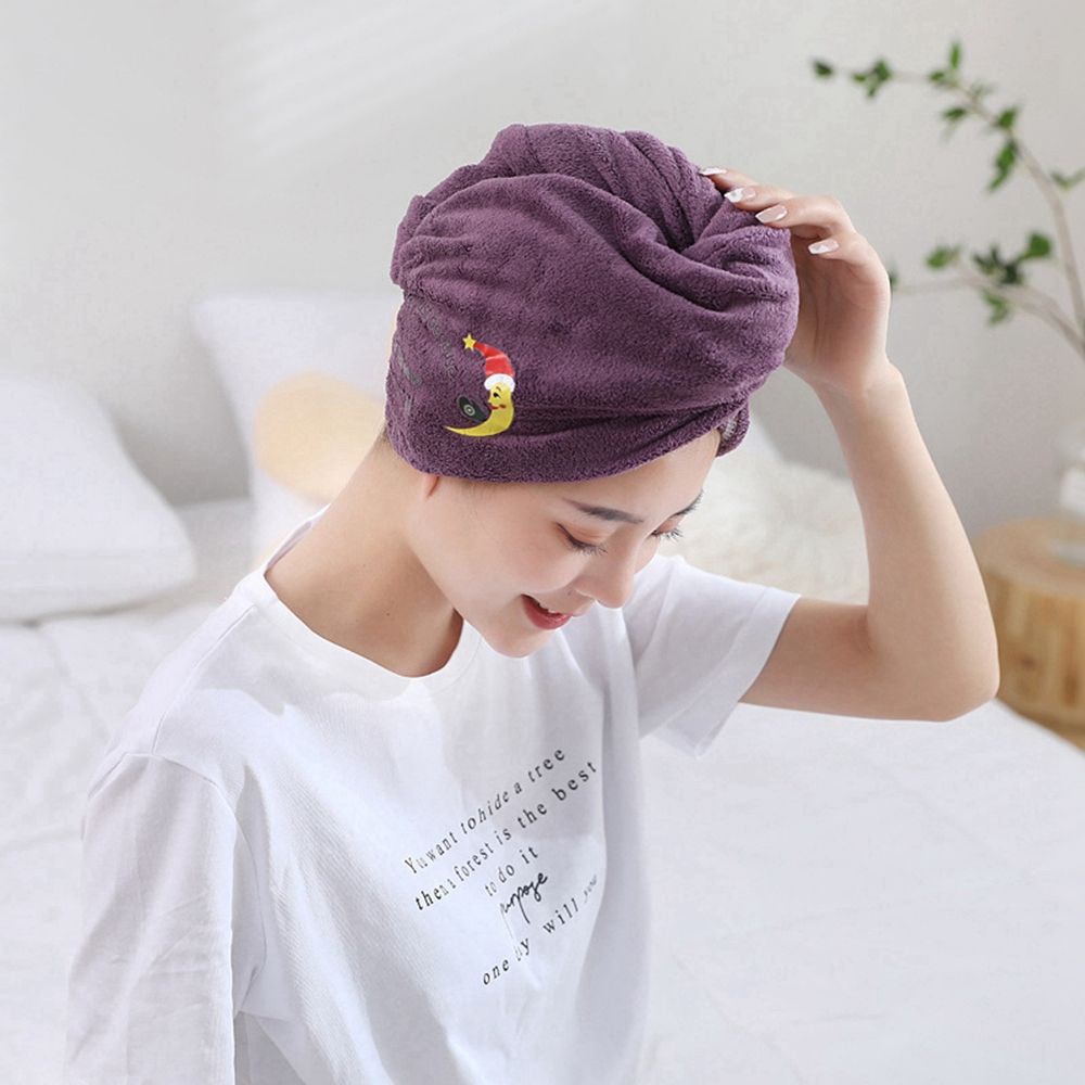 YIYU Khăn ủ khô tóc sợi vải mềm dành cho nữ dùng sau khi tắm