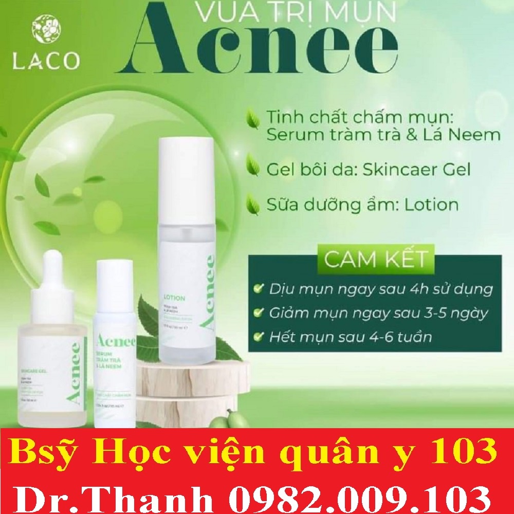 Bộ 3 chăm sóc da mụn LACO Acnee Tràm chà $ lá Neem Serum Skincare lotion - Hỗ trợ Giảm mụn,Ngừa Thâm,Sáng da sau 7 ngày