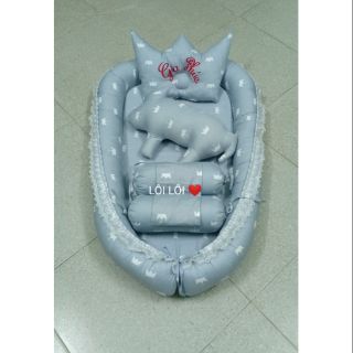 Combo nôi vải, gối lõm, gối chặn, heo ôm cho bé