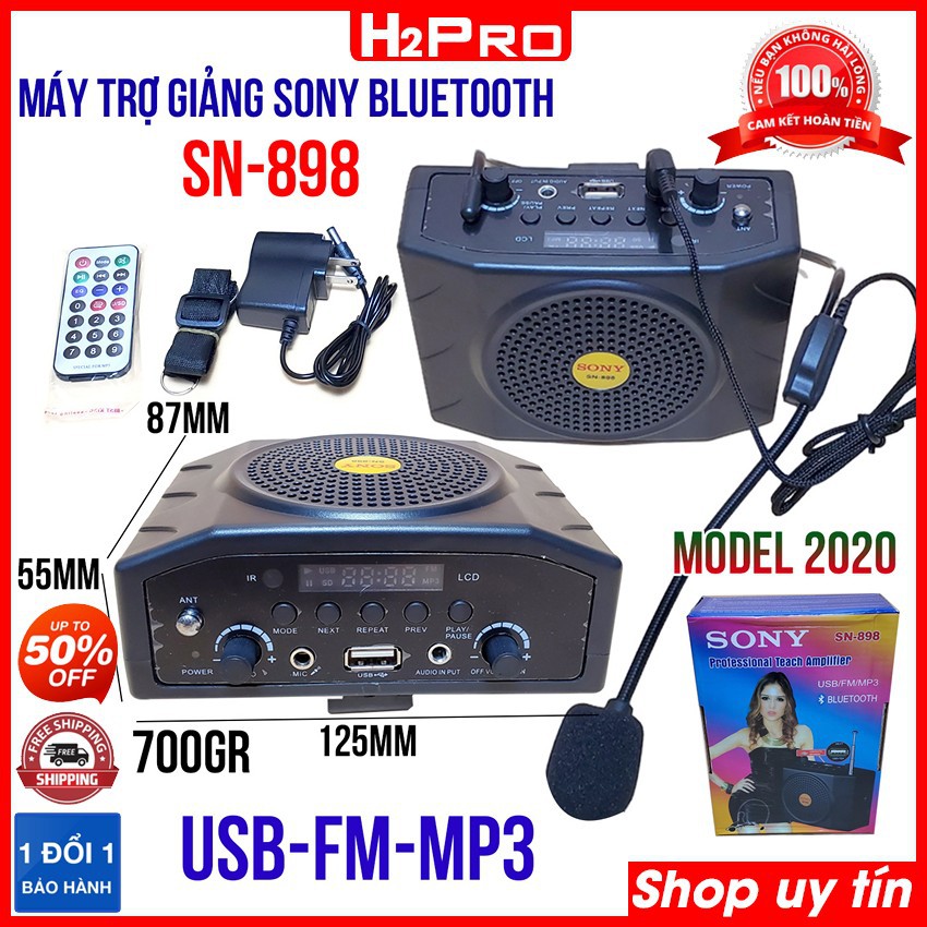 [Freeship toàn quốc từ 50k] Máy trợ giảng Sony SN-898 H2Pro, loa xách tay karaoke bluetooth USB-FM-MP3 model 2020