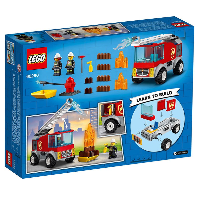 【LEGO] Các khối Lego 60280 xe cứu hỏa thang bộ thành phố lắp ráp đồ chơi cậu bé 2021 sản phẩm mới