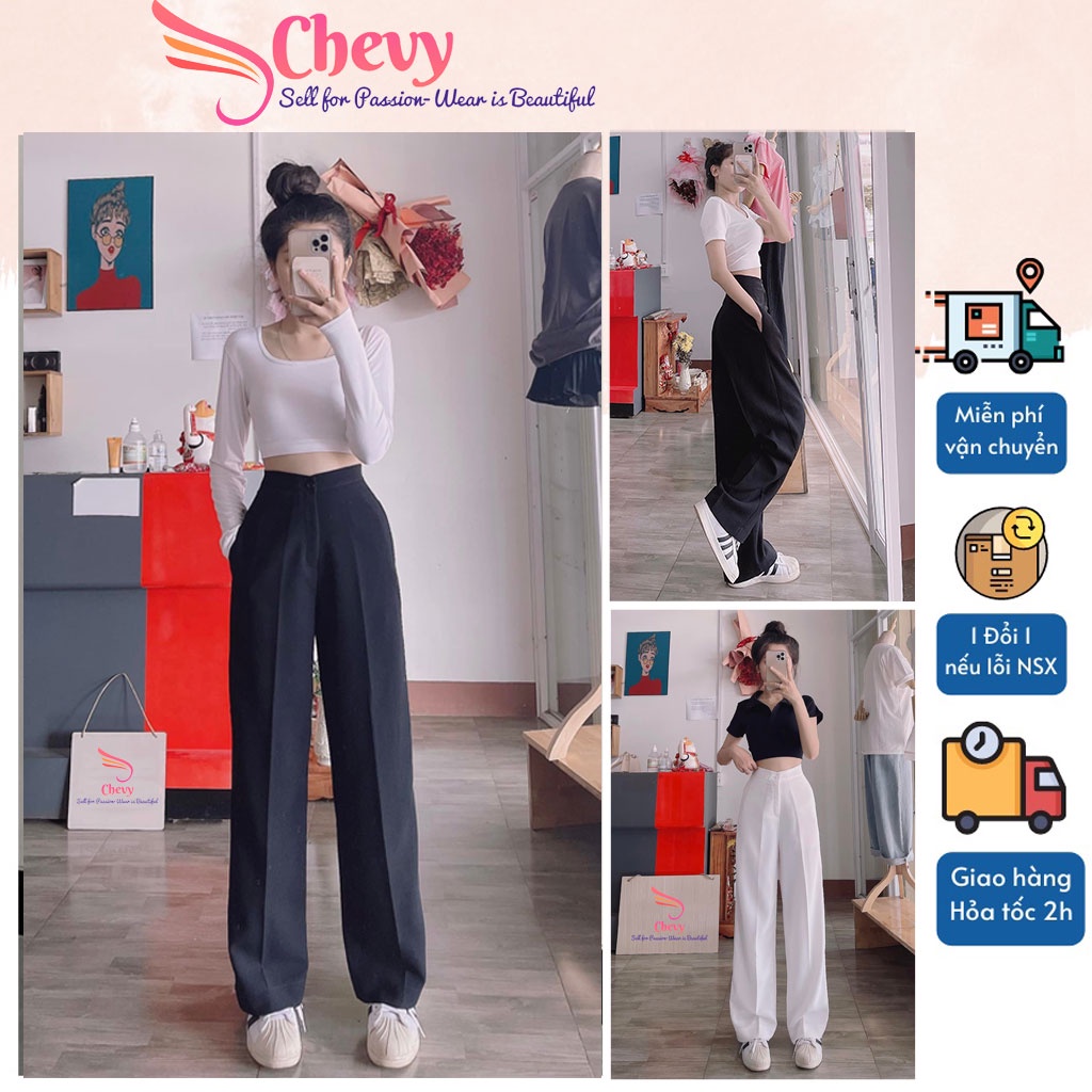 Quần ống rộng nữ lưng cao dáng suông quần tây nữ ống rộng mặc chân dài như siêu mẫu - QUẦN TÂY CÔNG SỞ NỮ CAO CẤP