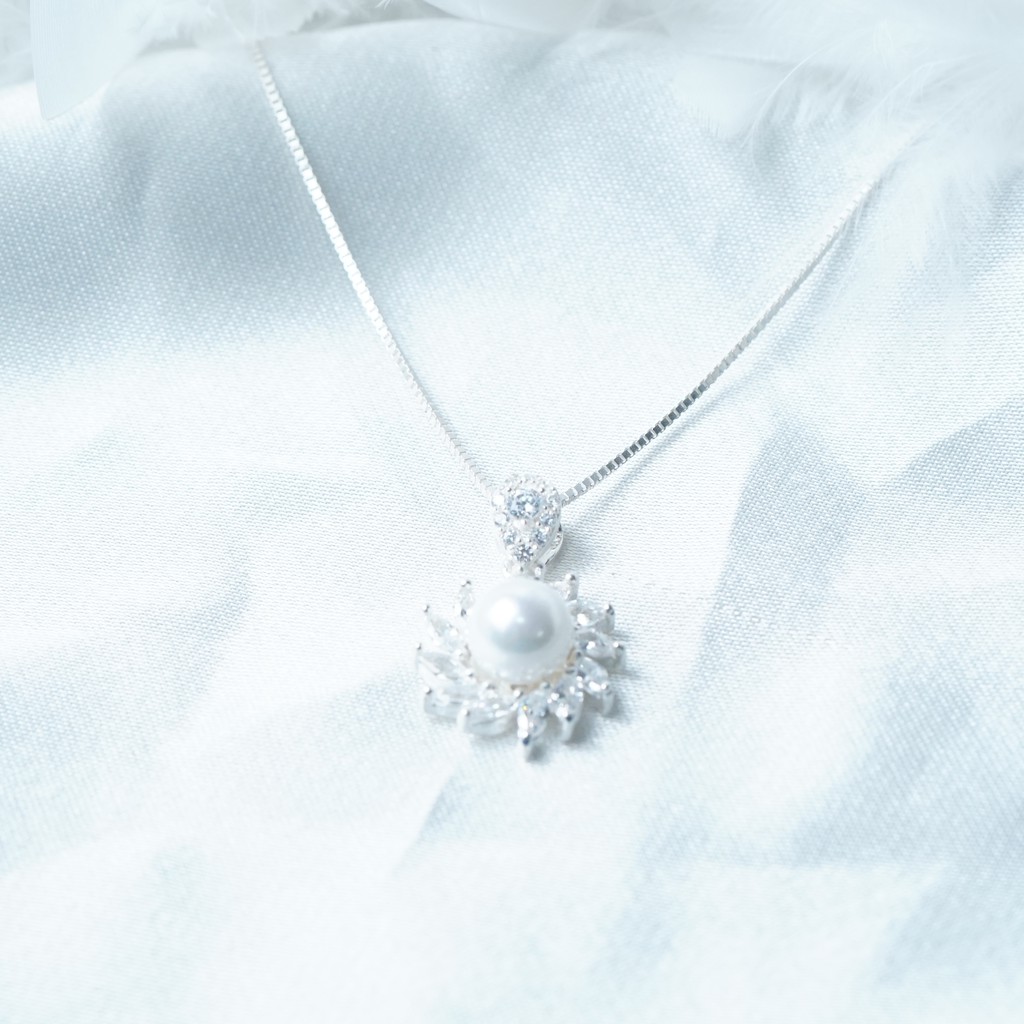 QMJ Vòng cổ bạc Hoa ngọc xoáy trang sức 925, sang trọng và tinh tế dòng QPearl - Q439