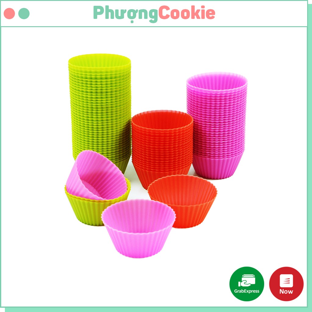 Khuôn làm bánh cupcake, muffin, cup silicon nhiều màu - Phượng Cookie