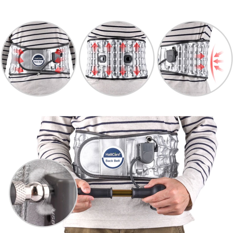 Đai Lưng Cột Sống Nóng, Đai Hơi Massage Lưng Thoát Vị Đĩa Đệm Hailicare HL74.
