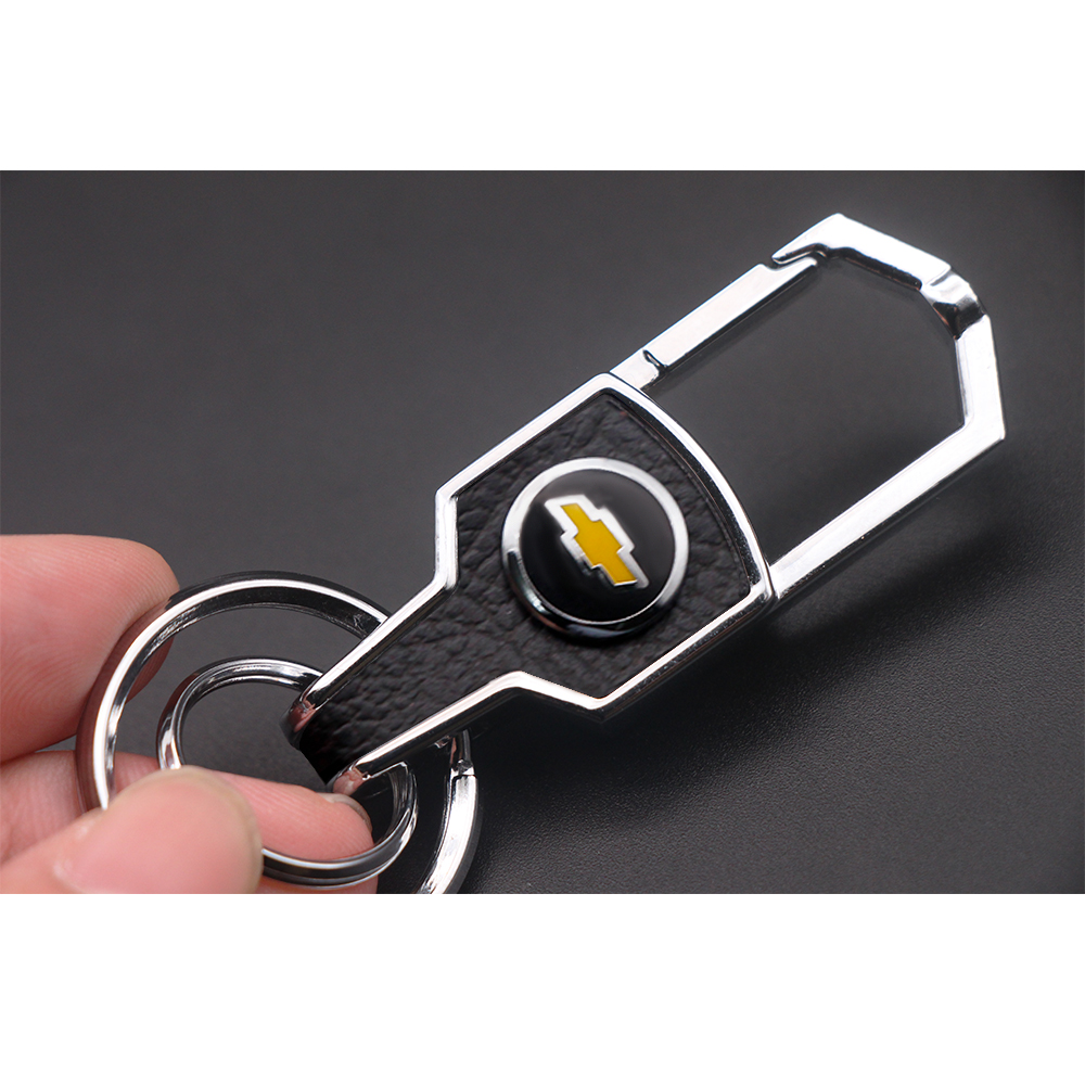 Móc khóa da kim loại hình logo cho xe Chevrolet Cruze Spark Aveo Captiva Trailblazer Colorado Orlando