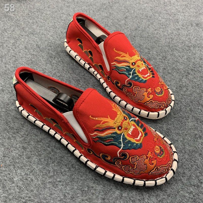 Giày vải Bắc Kinh cũ thêu tay nam Tây Sơn những người yêu thích xã hội đậu bình thườngI