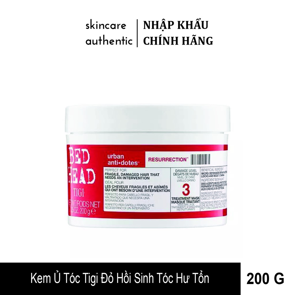 Kem Ủ Tóc Tigi Đỏ Chứa Nano Collagen Hồi Sinh Tóc Hư Tổn 200g