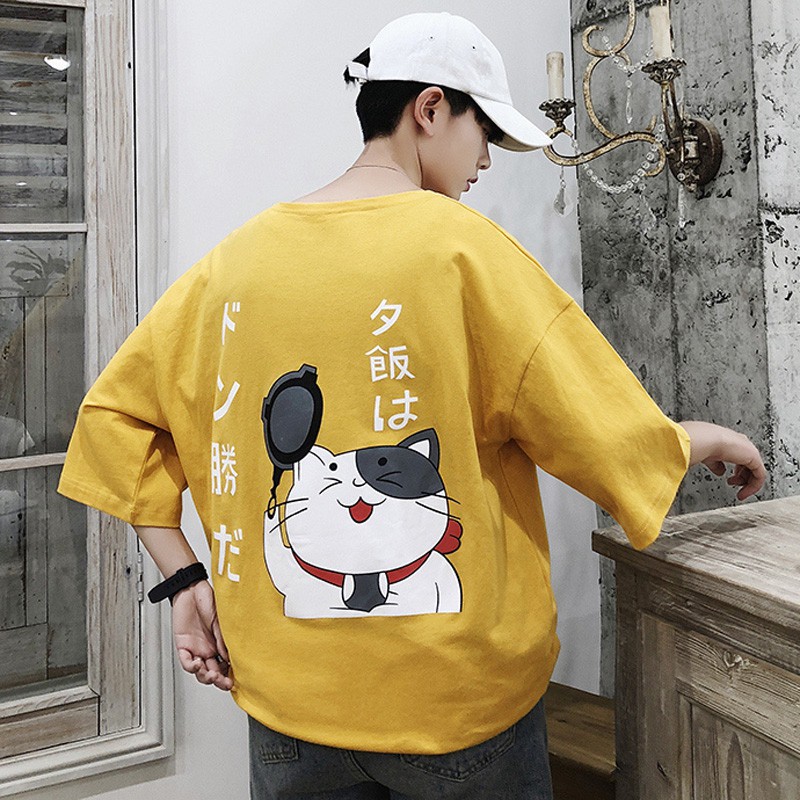 Áo phông, áo thun nam nữ form rộng tay lỡ Unisex Mèo Thần Tài Freesize Từ 50-70kg A091 | BigBuy360 - bigbuy360.vn