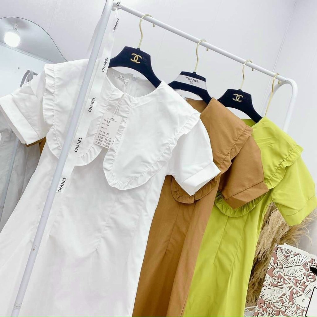 Đầm bèo lá cổ lớn tiểu thư vintage dáng xòe xinh xắn_bèo 3 màu