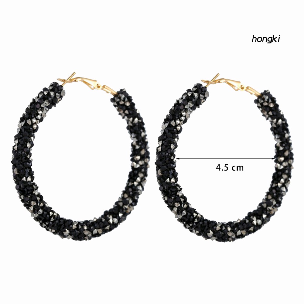 Khuyên tai tròn đính đá thời trang sành điệu cho nữ