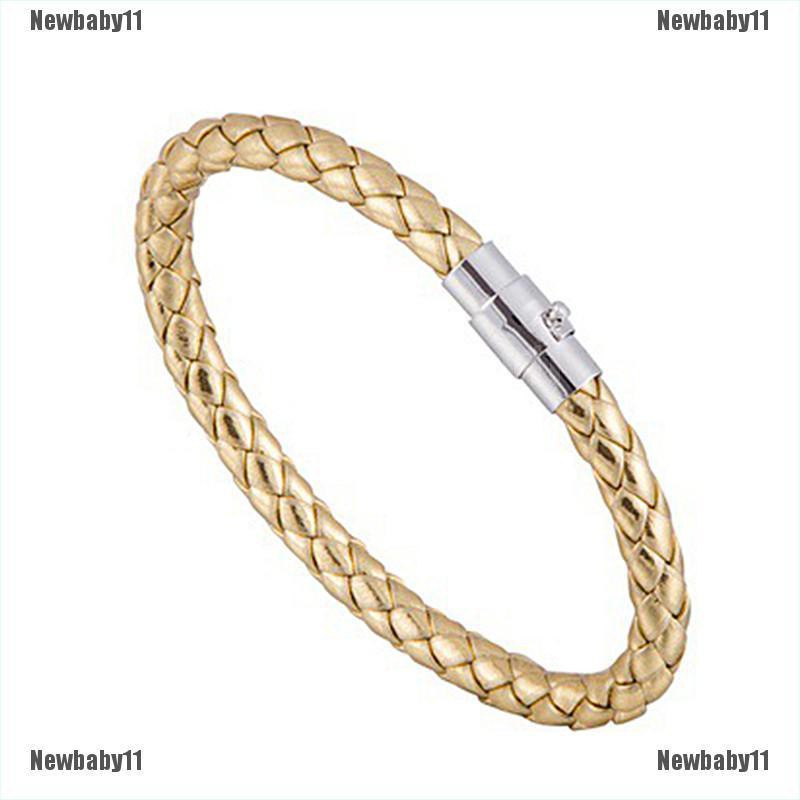 Thắt Lưng Bện Dây Da Thật Với Khóa Thép Từ Tính Cho Nam Nữ