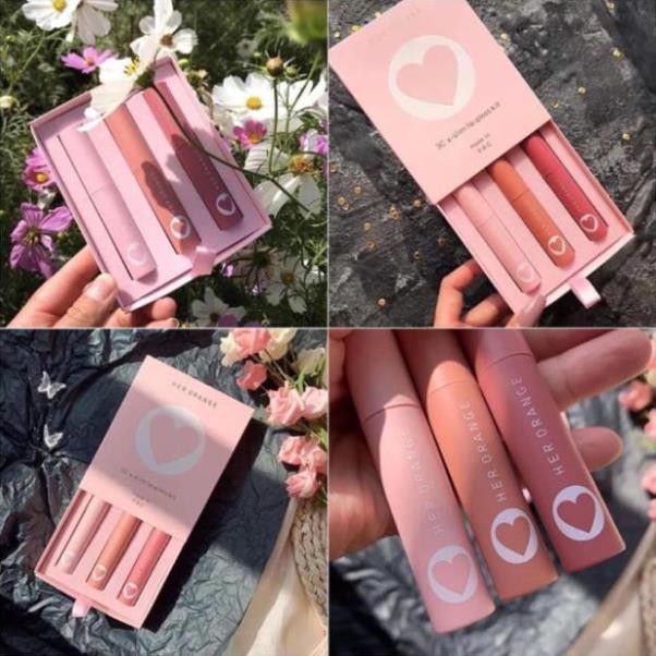 [Mã QUYETET15 giảm 15k cho đơn 139k][QUÀ TẶNG] HỘP SON 3 CÂY MÀU SIÊU ĐỈNH HER ORANGE