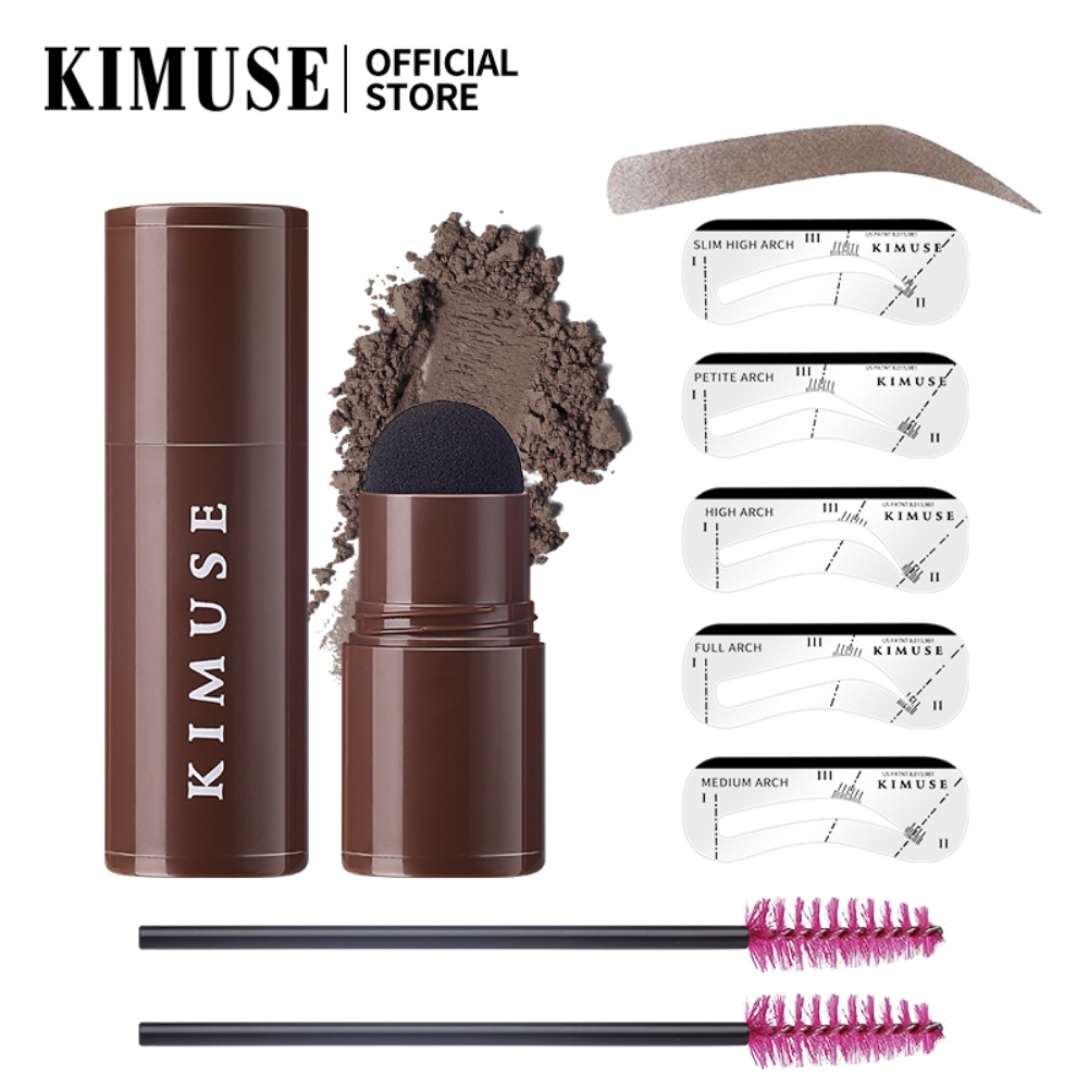 Phấn Trang Điểm Lông Mày KIMUSE Chống Mồ Hôi Tự Nhiên Kèm Cọ Và Thẻ Kẻ Lông Mày
