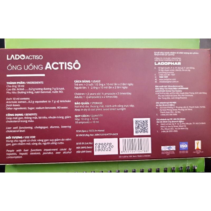 [Mã 77FMCGSALE1 giảm 10% đơn 250K] [Rẻ nhất sàn] Ống uống Atiso - Hộp 10 ống 10ml | BigBuy360 - bigbuy360.vn