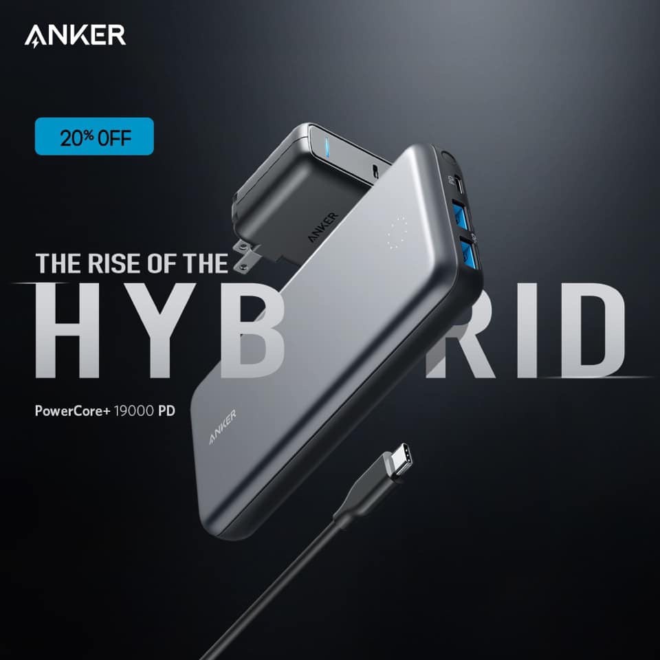 Pin sạc dự phòng Macbook Air, iPad Pro, iPhone 12 Series ANKER PowerCore+ 19000mAh PD 27W, tích hợp HUB USB - A1362