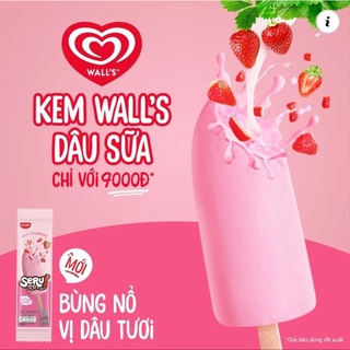 KEM WALL'S DÂU SỮA SERU MILK STRAWBERRY (HỎA TỐC)