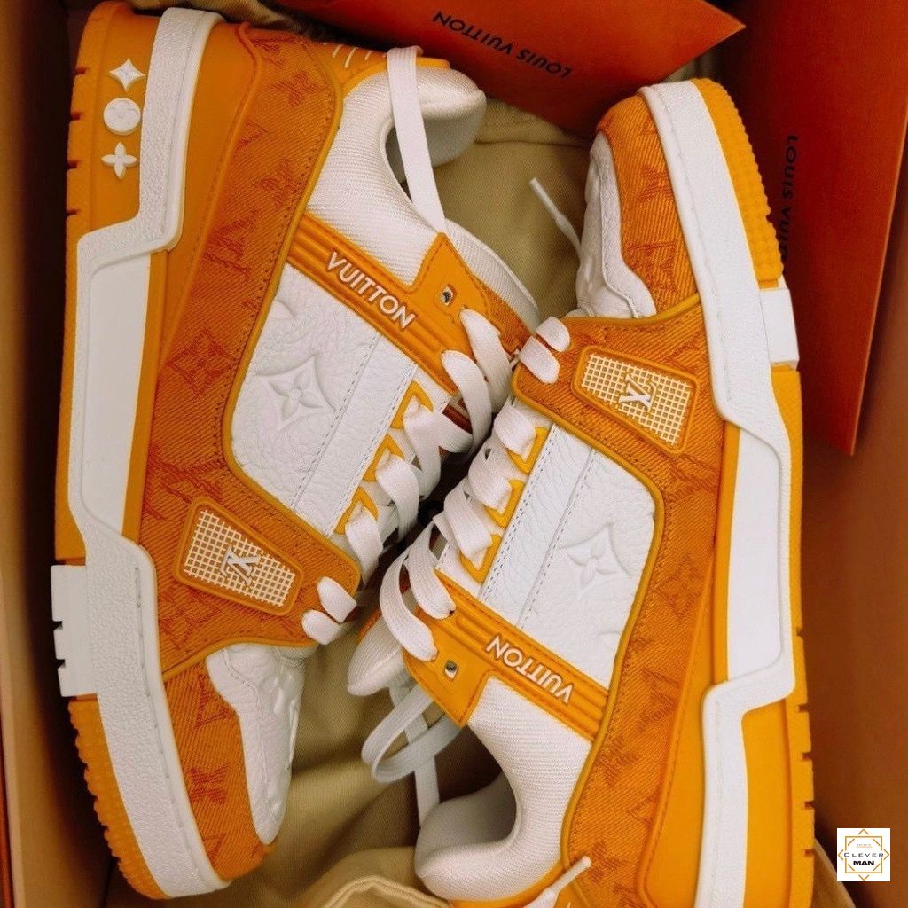 Giày thể thao LV Trainer Monogram Xanh Trắng, Đen Trắng, Vàng Trắng, Xanh Dương Clever Man Store