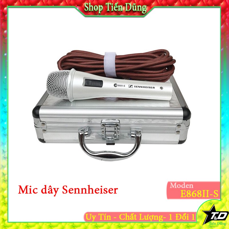 Mic karaoke SENNHEISER 868II-S có dây dẻo silicon độ dài 5m với tay mic màu trắng hộp đựng kim loại sang trọng