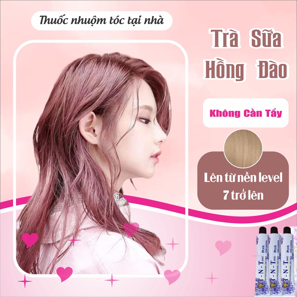 Thuốc Nhuộm Tóc Màu TRÀ SỮA HỒNG ĐÀO Không Tẩy, Nhuộm Tóc Tại Nhà | Vuong.hair