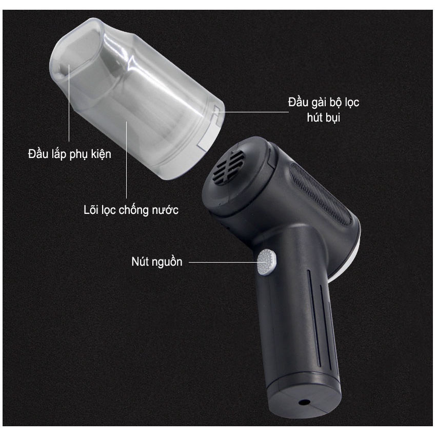 Máy hút bụi cầm tay mini không dây đa năng, hút bụi ô tô, giường, tủ, sofa