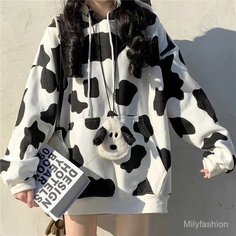 💕 Milyfashion Long Sleeve Thin Fabric Hoodie Sweatshirt Cow Print | BigBuy360 - bigbuy360.vn
