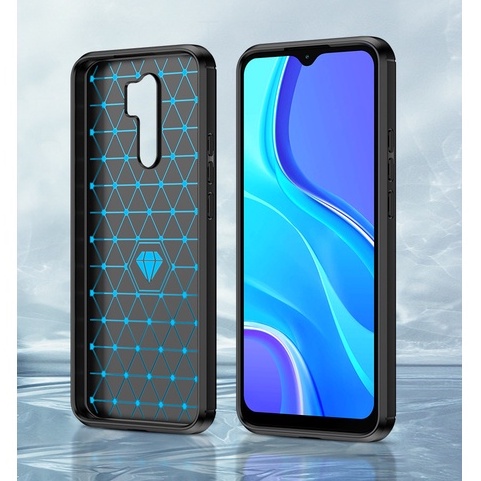[sale] Ốp lưng Xiaomi Redmi 9 Fiber Carbon Vân Phay Xước Chống Bám Vân Tay, Chống Sốc Cao Cấp