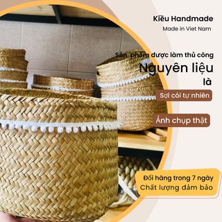Giỏ cói xinh handmade - Dùng đựng đồ, trồng cây cảnh