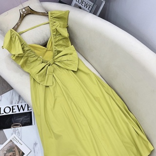 Váy maxi xanh cốm nơ lưng bản to