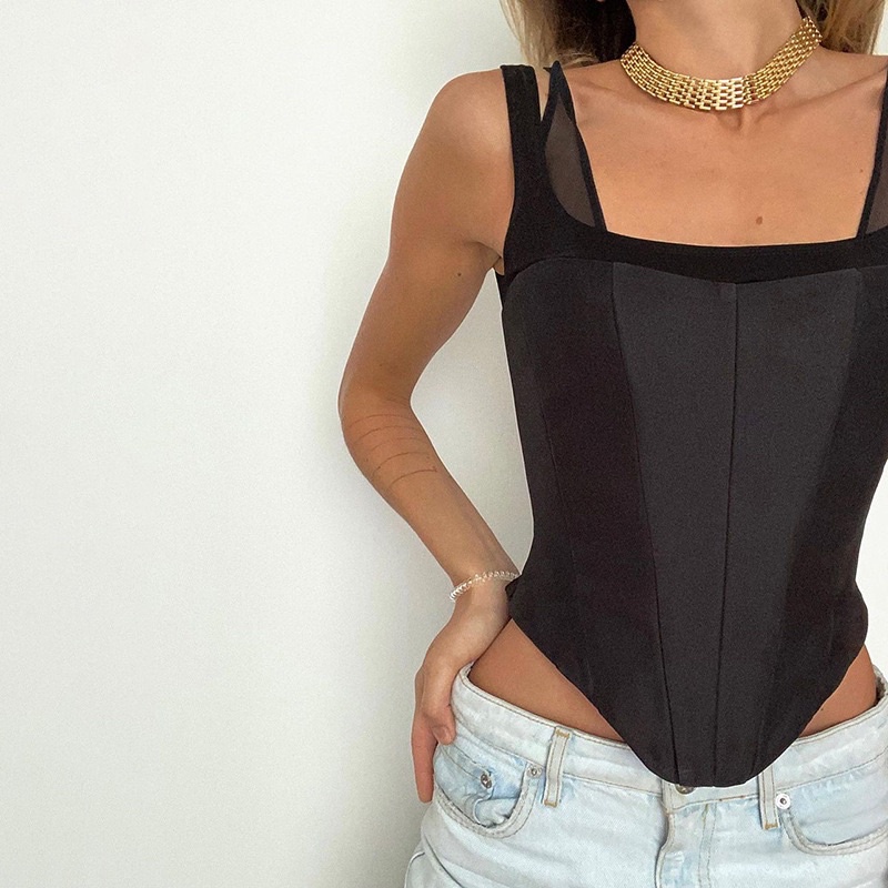 Áo dáng corset 2 dây 2 màu