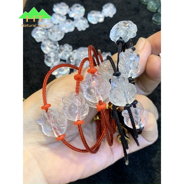 Vòng dây cáp Hồ Ly ôm hoa đá TA hồng,trắng, đen cho đường tình duyên may mắn