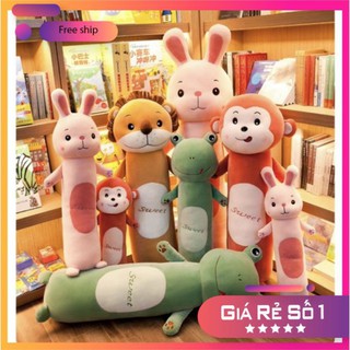 ⚡RẺ VÔ ĐỊCH⚡ Gối ôm hình thú ⚡RẺ VÔ ĐỊCH⚡ Thú bông ôm ngủ - lông nhung 100% là bông gòn 3D - an toàn cho trẻ nhỏ