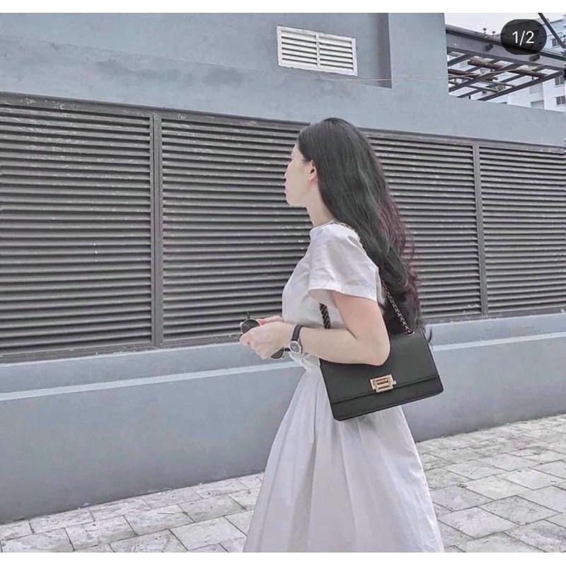 Túi đeo vai túi kẹp nách nữ da gạo khoá gập siêu đẹp
