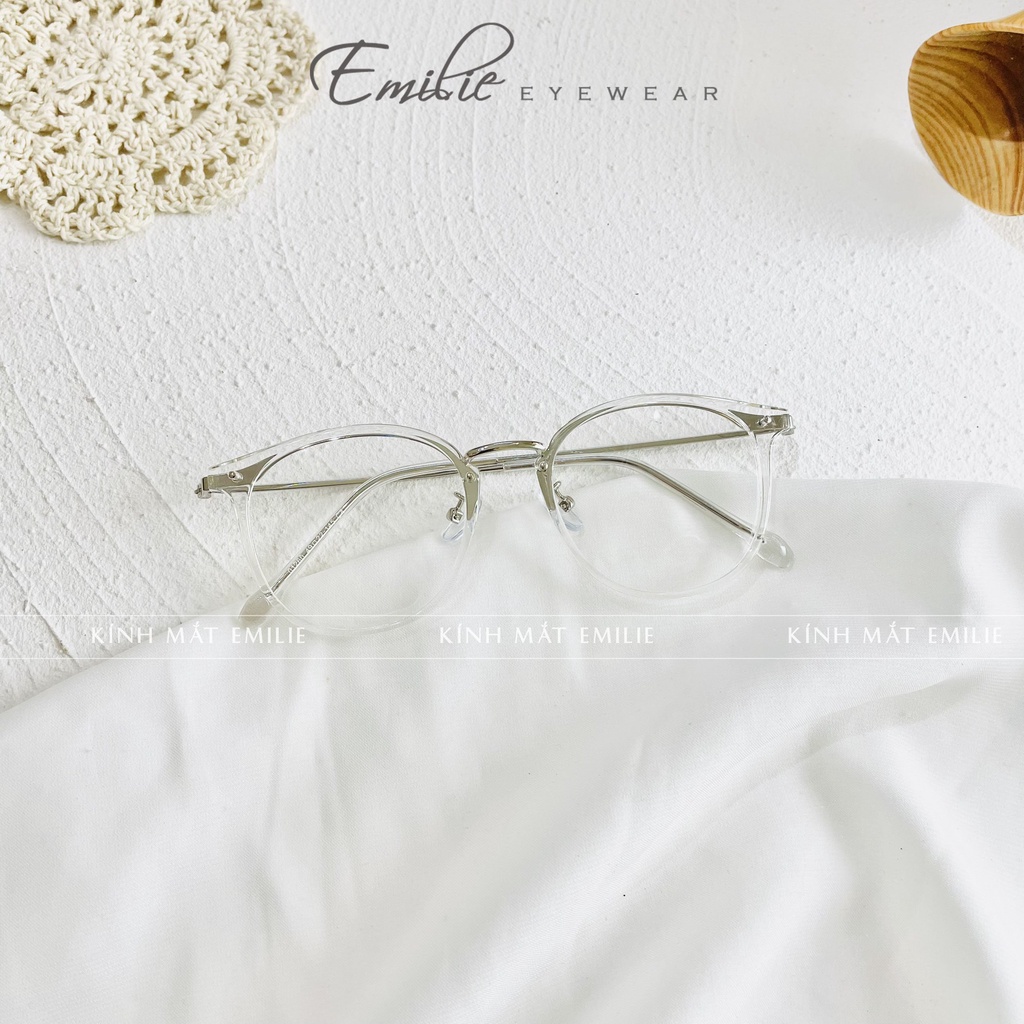 Gọng kính nữ tròn mảnh nhẹ nhựa dẻo kết hợp kim loại cao cấp Emilie eyewear phụ kiện thời trang 01260