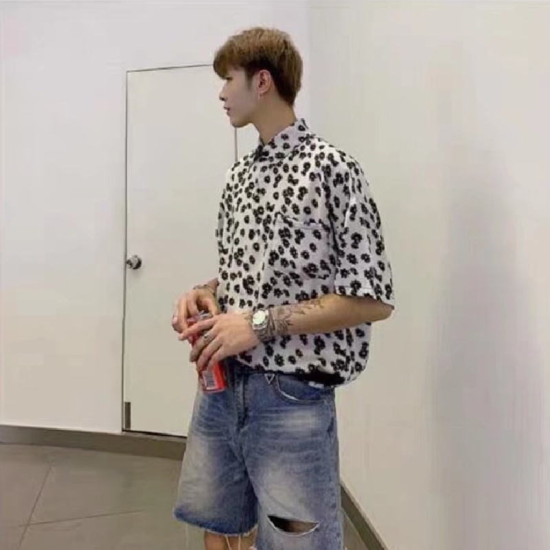 Áo Sơ Mi Nam Tay Ngắn Dáng Rộng In Họa Tiết Phong Cách Hawaii size M-3XL