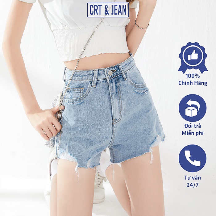 Quần short jeans nữ rách gấu CRT&JEAN