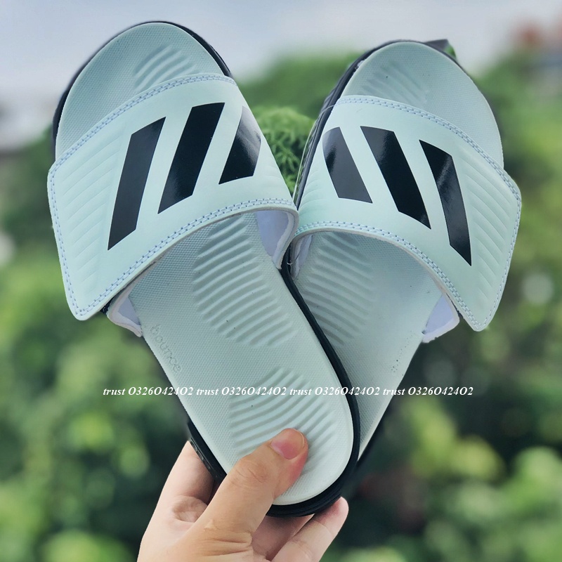 Dép Alphabounce adidas ❤️FREESHIP + FullBox❤️ quai ngang nam 3 sọc màu mint sọc đen chất xịn 1-1, đế dày nhẹ quai da