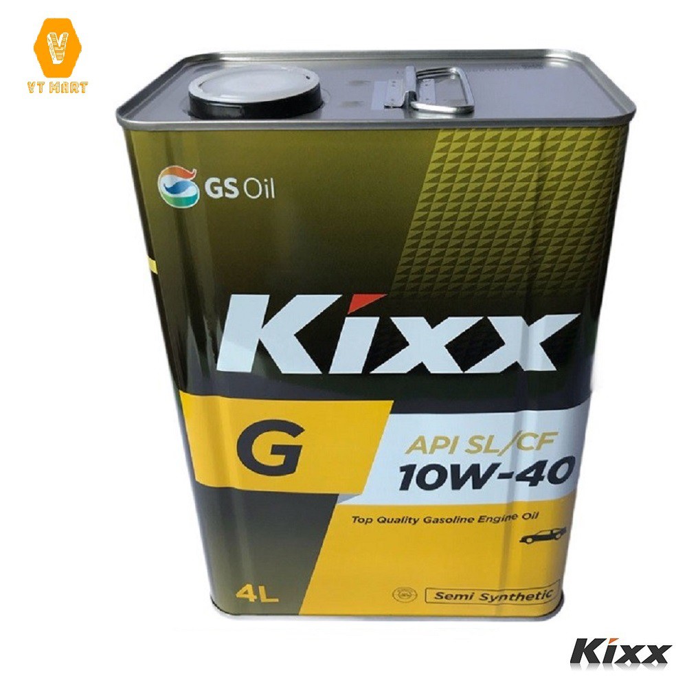 Dầu động cơ xăng KixxG SL 10W40 4L thùng thiếc Thích hợp cho động cơ xăng bốn thì giúp động cơ tăng tuổi thọ khi sử dụng