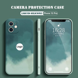 For IPhone 11 12 Pro Max Watercolor Case Square for iPhone X XS MAX XR 6 7 8 Plus Lens Protection Liquid Silicone Soft Case