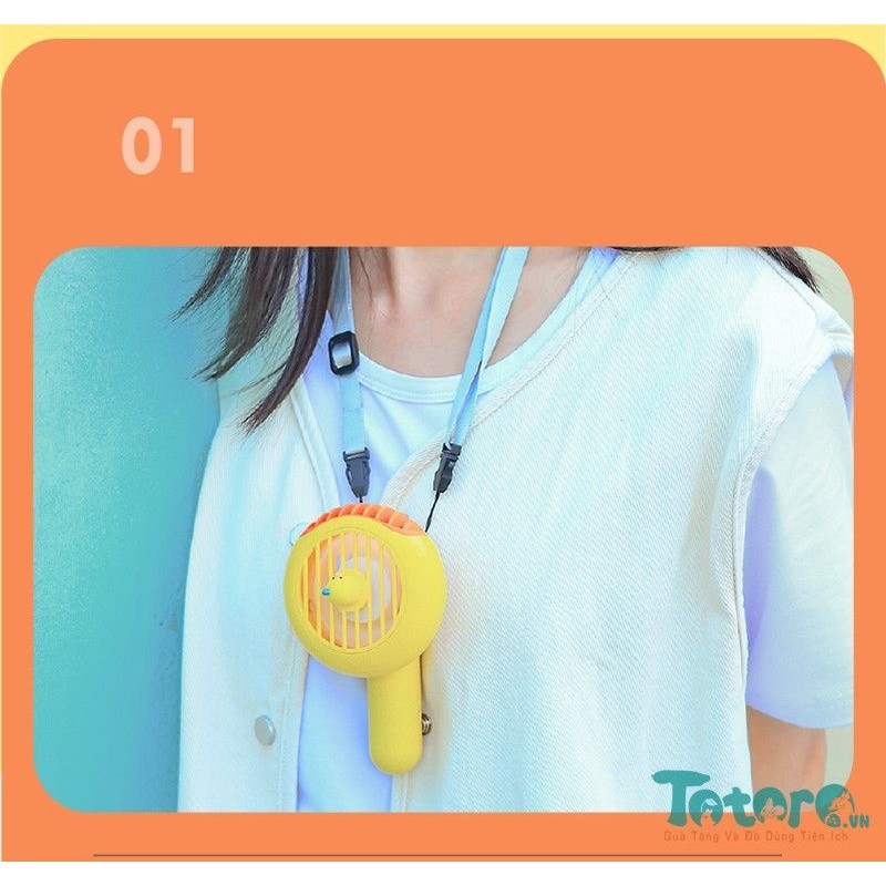 Quạt cầm tay đeo cổ pin sạc Animal UFO