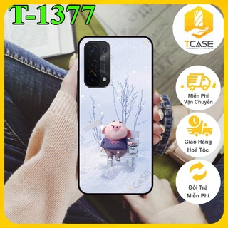 Ốp lưng nhám chống sốc dành cho Oppo A74 5G  in hình heo hồng dễ thương