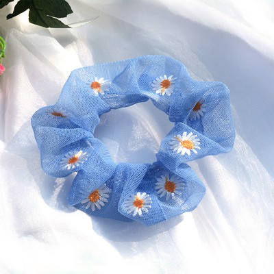 Cột tóc vải thêu Hoa Cúc Scrunchies CT40