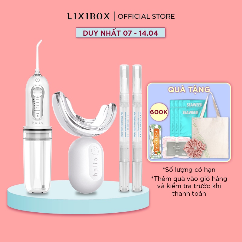 Combo Máy tăm nước cầm tay Cordless Oral Irrigator Và Máy Tẩy Trắng Răng Halio Enhancer