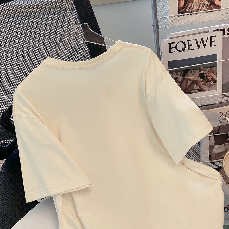 Áo thun HIIXIIVI 100% cotton tay ngắn cổ tròn phong cách Hàn Quốc thời trang mùa hè 2022 cho nữ