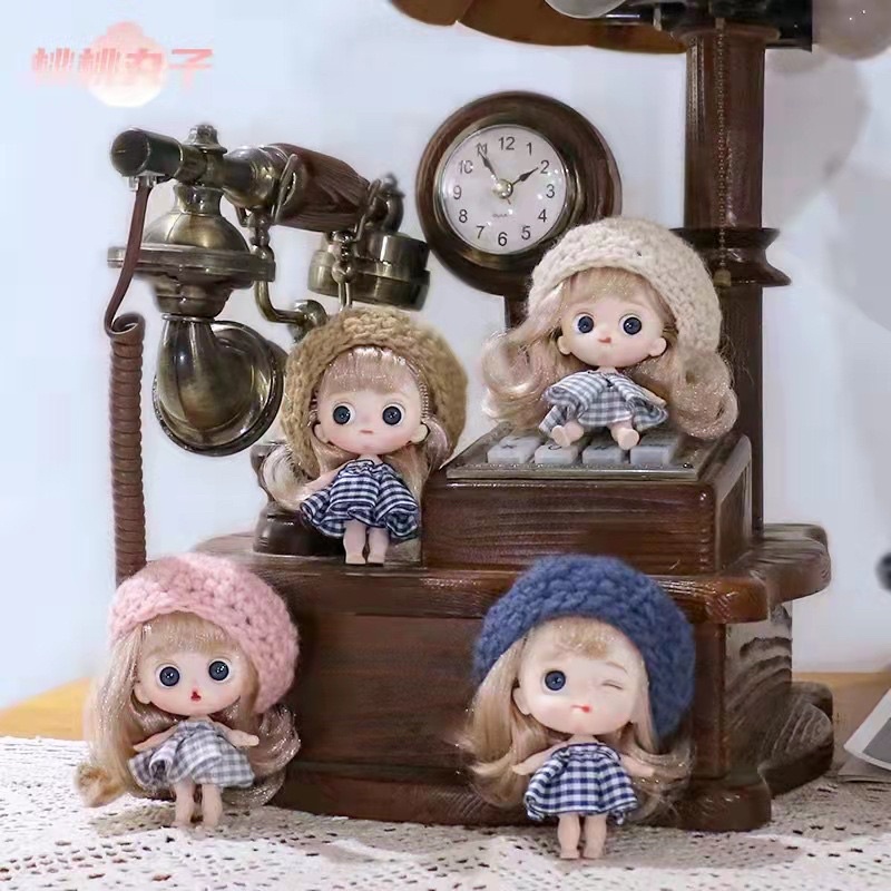 Búp bê dễ thương 11cm ob11 BJD mắt 3D kích thước 1/12 xinh xắn đồ chơi cho bé gái bao gồm hộp đựng