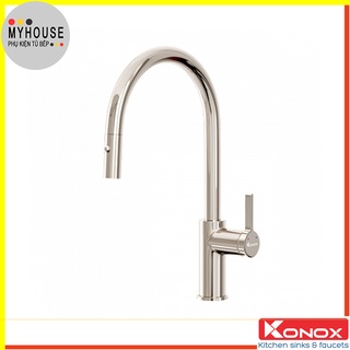 Vòi rửa bát rút dây Konox Alto Nickel