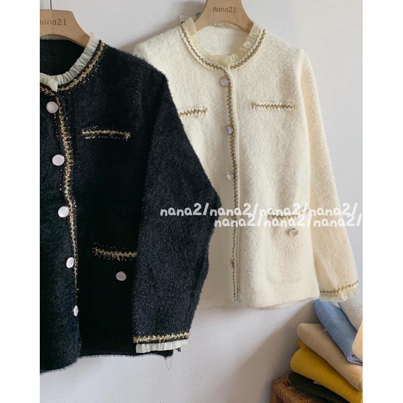 Áo cardigan lông viền chỉ nổi | BigBuy360 - bigbuy360.vn
