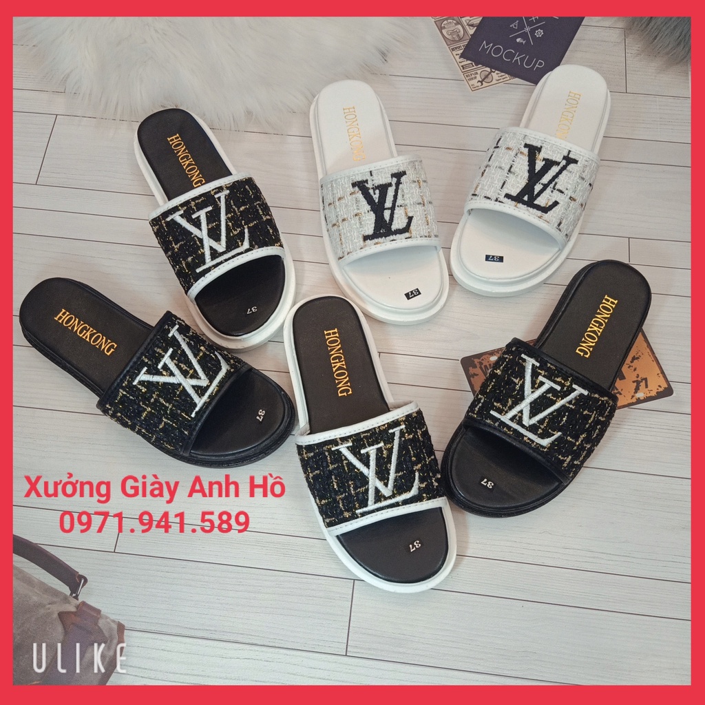 Dép Bánh Mì Dép Quai Ngang Nữ Thêu Đế PU 3 Phân Cực Tôn Dáng Siêu Nhẹ Mềm Êm Chân (Kèm Video Ảnh Thật)