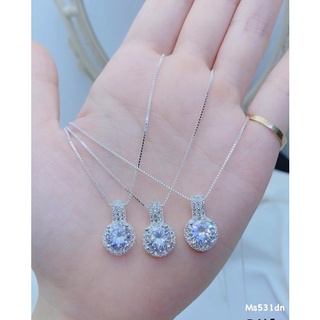 Dây chuyền đính đá mặt đá trong chuẩn bạc