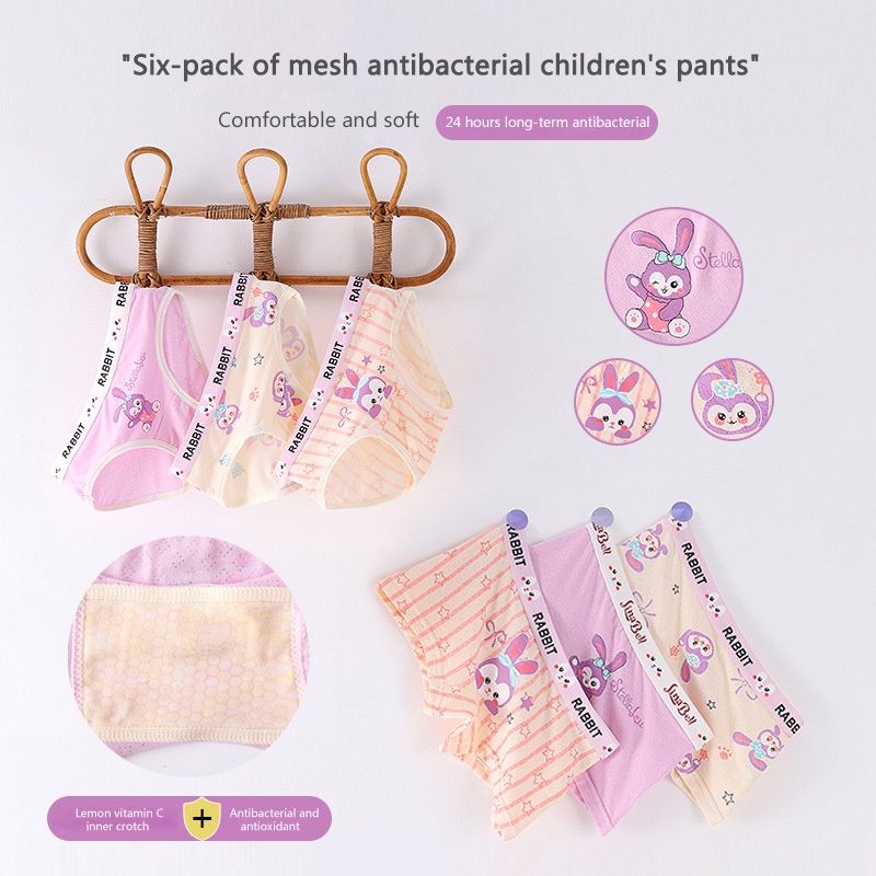 Quần Lót Boxer Thoáng Khí In Họa Tiết Hoạt Hình Xinh Xắn Cho Bé Gái